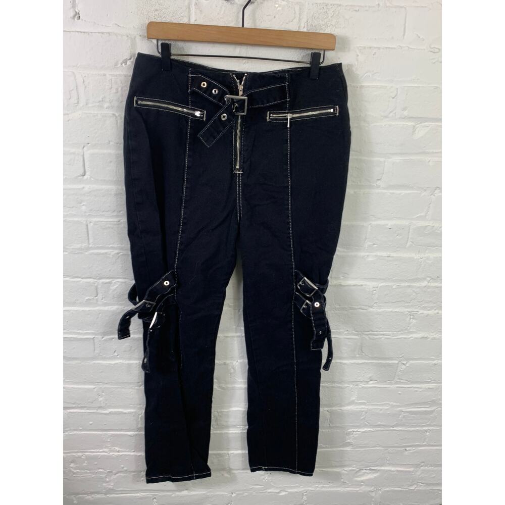WeWoreWhat Black Skinny Jeans with Buckle & Zip Details